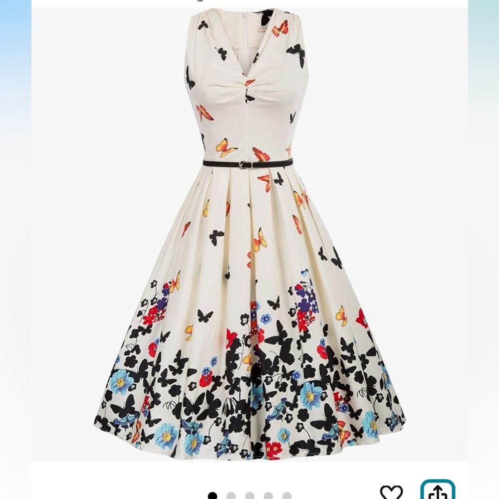VGUC Belle Poque Butterfly Print Dress, Vintage Style, Cocktail Dress, XL